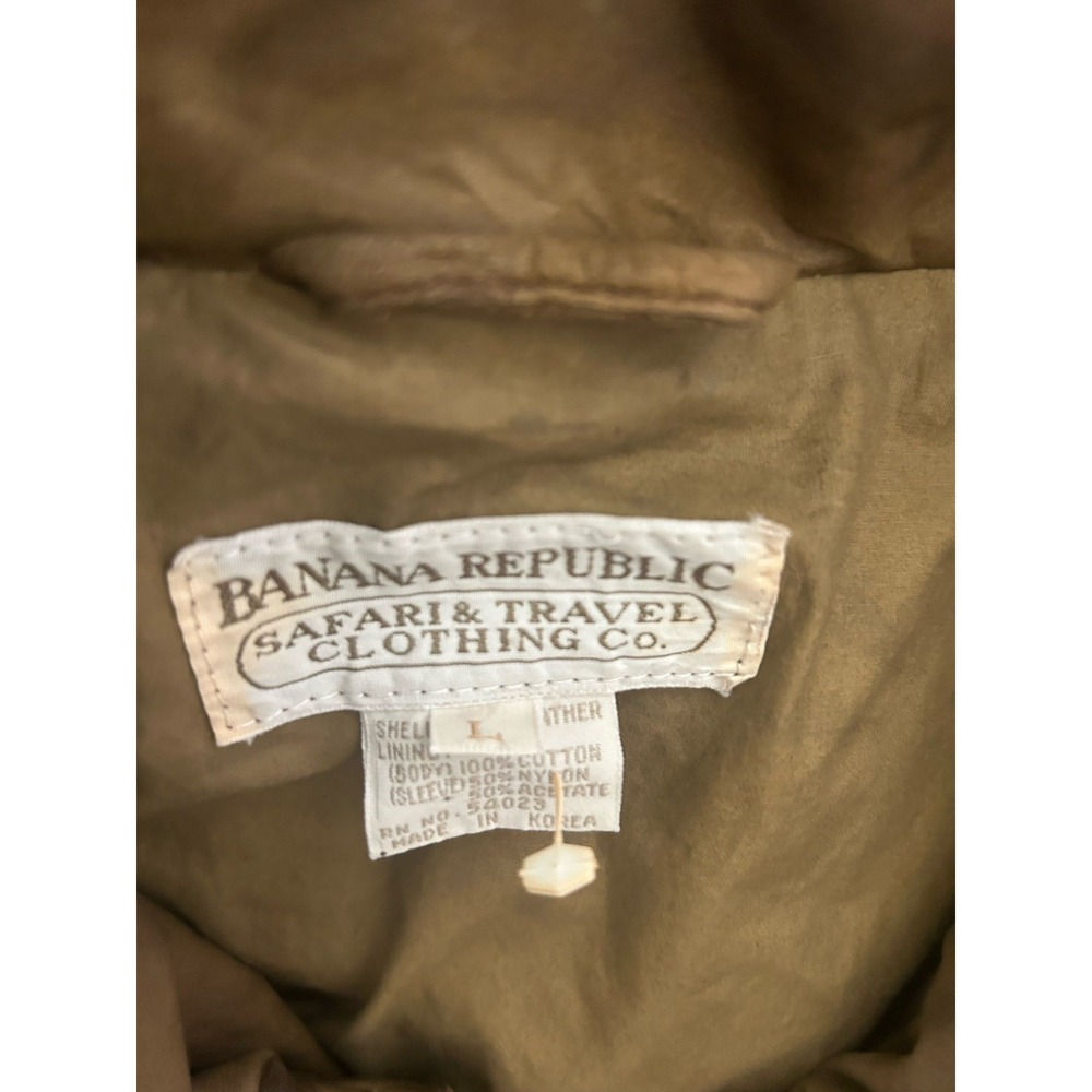 Vtg Banana Republic Safari Field Jacket Mens L Patina Leather Adventure Outdoor - Picture 8 of 11